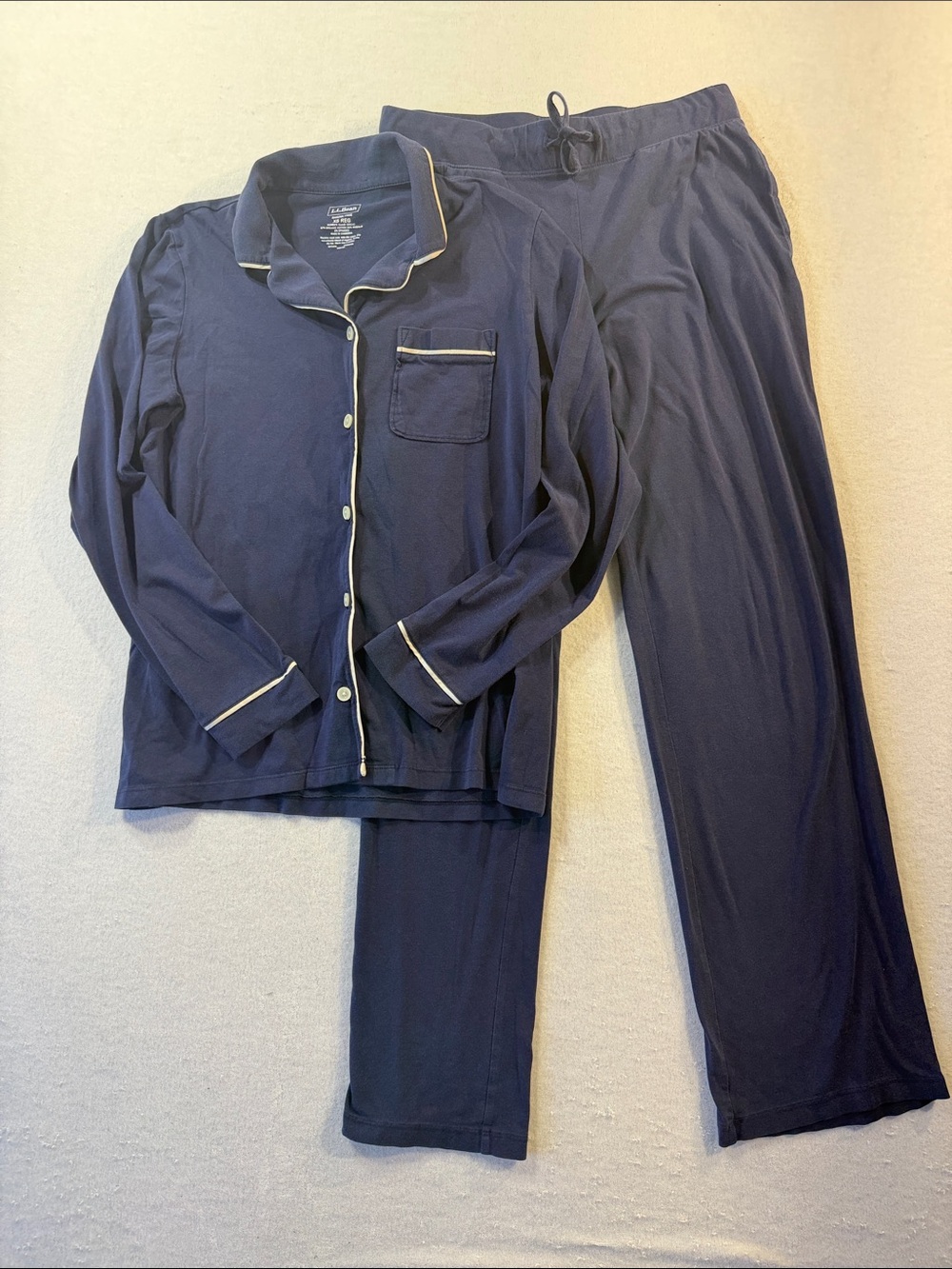 L.L. Bean Women's Super-Soft Shrink-Free Pajama Set, Button-Front, Bright Navy